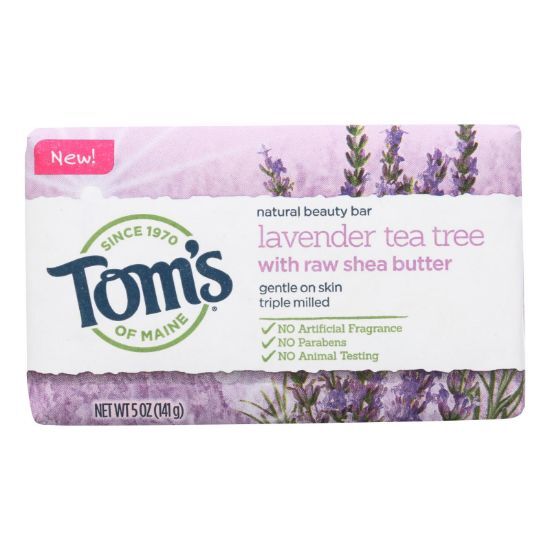 Tom's of Maine Beauty Bar Soap - Lavender Tea Tree - Case of 6 - 5 oz