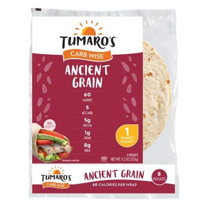 Tumaro's 8" Carb Wise Tortilla Wraps - Ancient Grain - 8 Count - Case of 6