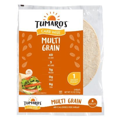 Tumaro's 8" Carb Wise Tortilla Wraps - Multigrain - 8 Count - Case of 6