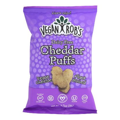Vegan Rob's Dairy Free Puffs - Cheddar - Case of 12 - 3.5 oz