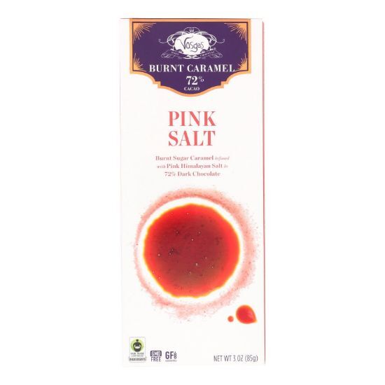 Vosges Haut-Chocolat 72% Cocoa Burnt Caramel Bar - Pink Salt - Case of 12 - 3 oz