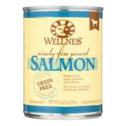Wellness Pet Products Canned Dog Food -95% Salmon - Case of 12 - 13.2 oz