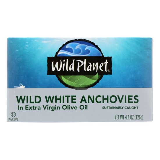 Wild Planet White Anchovies in Extra Virgin Olive Oil - Case of 12 - 4.4 oz