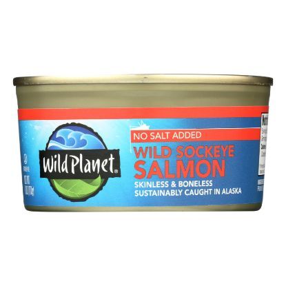 Wild Planet Wild Sockeye Salmon - No Salt Added - Case of 12 - 6 oz