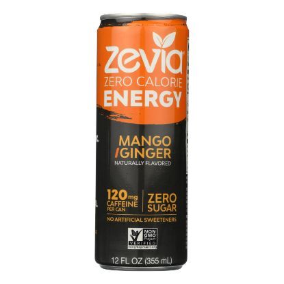 Zevia Zero Calorie Energy Drink - Mango/Ginger - Case of 12 - 12 fl oz