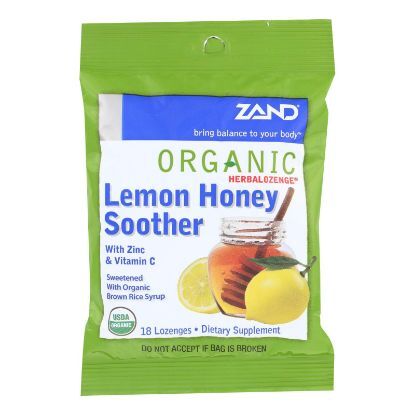 Zand Organic Lemon Honey Herbal Lozenges - Case of 12 - 18 count