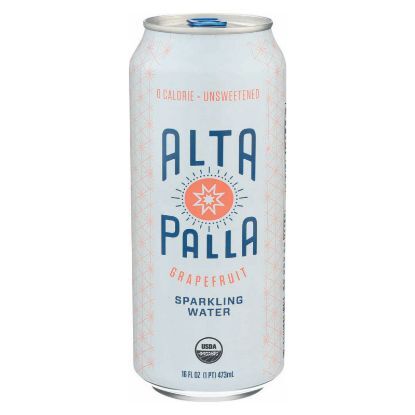 Alta Palla Sparkling Water - Organic - Grapefruit - Case of 12 - 16 fl oz