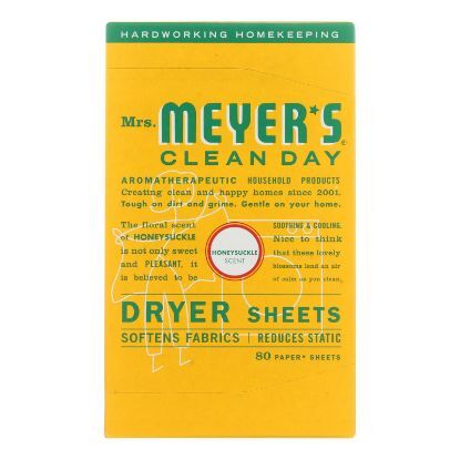 Mrs. Meyer's Clean Day - Dryer Sheets - Honeysuckle - Case of 12 - 80 sheets