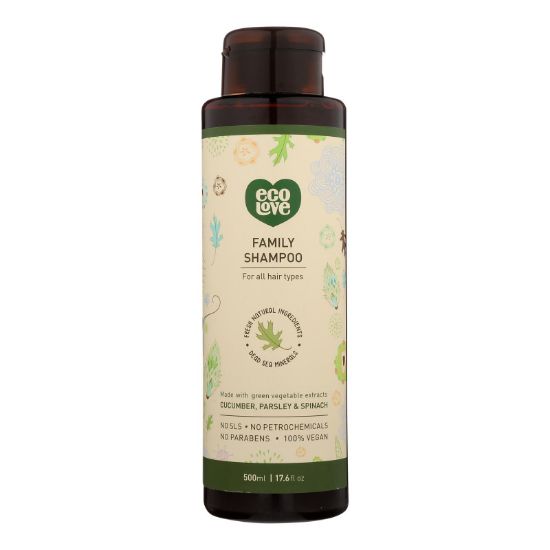 Ecolove Shampoo - Green Vegetables Family Shampoo For All Hair Types - Case of 1 - 17.6 fl oz.