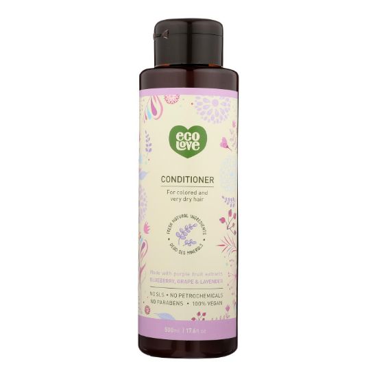 Ecolove Conditioner - Purple Fruit Conditioner For Colored and Very Dry Hair - Case of 1 - 17.6 fl oz.