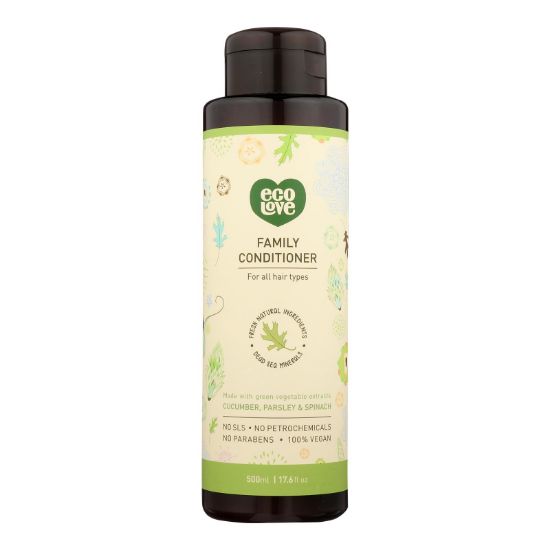 Ecolove Conditioner - Green Vegetables Family Conditioner For All Hair Types - Case of 1 - 17.6 fl oz.