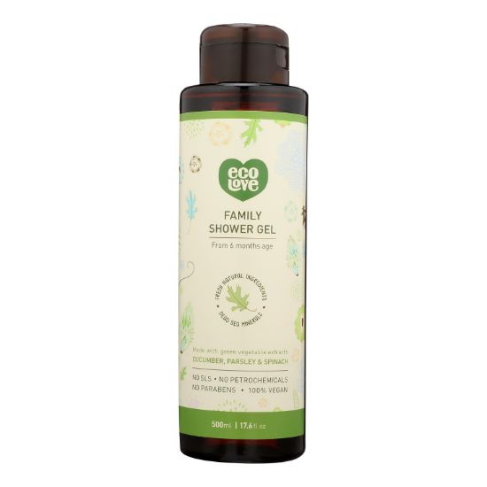 Ecolove Body Wash Green Vegetables Family Shower Gel For Ages 6 Months And Up - Case of 500 - 17.6 fl oz.