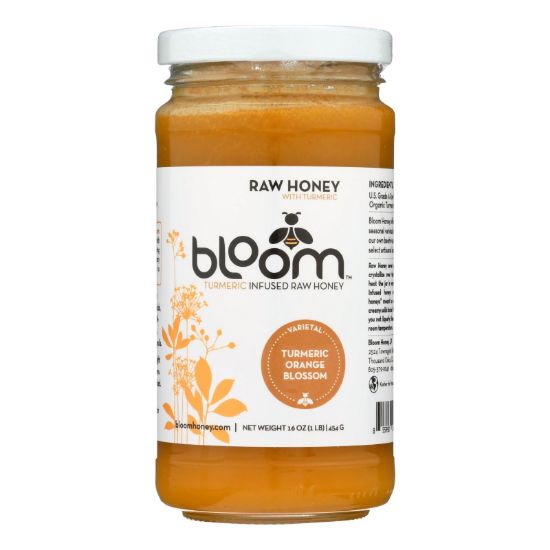 Bloom Honey - Honey - Turmeric Infused Orange Blossom - Case of 6 - 16 oz.