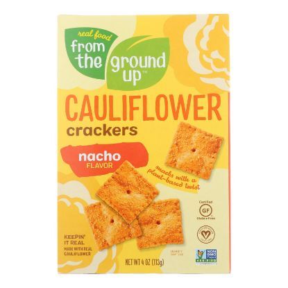 From The Ground Up - Cauliflower Crackers - Nacho - Case of 6 - 4 oz.