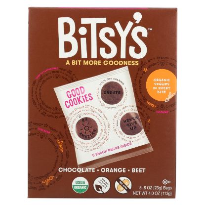 Bitsys Brainfood Cookies Chocolate Orange Beet - Case of 6 - 5/4 oz.