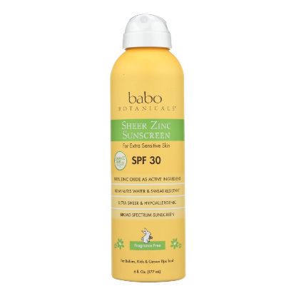 Babo Botanicals Sunscreen Spray: Sheer Zinc Mineral Sunscreen SPF30- 6 fl oz