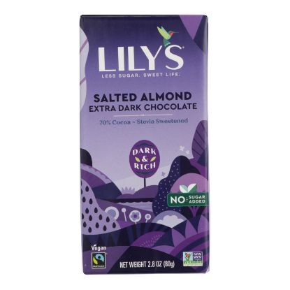 Lily's Sweets Chocolate Bar - Salted Almond - Case of 12 - 2.80 oz.