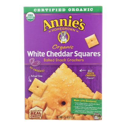 Annie'S Homegrown Cheddar Squares White Cheddar Squares - Case Of 12 - 7.5 Oz