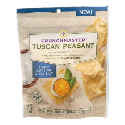 Crunchmaster Crackers - Tuscan Peasant Simply Olive Oil and Sea Salt - Case of 12 - 3.54 oz.