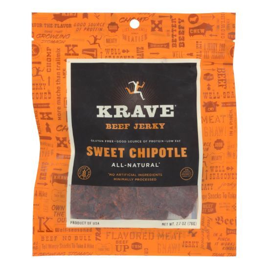 Krave Beef Jerky - Sweet Chipotle - Case of 8 - 2.7 oz.