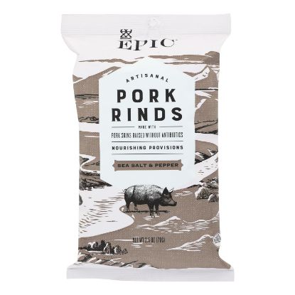 Epic - Pork Rinds - Sea Salt and Pepper - Case of 12 - 2.5 oz.