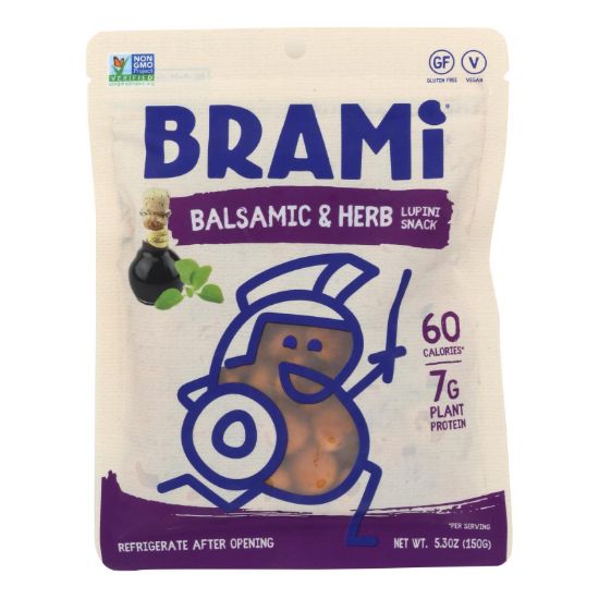 Brami Lupini Snack - Balsamic and Herb - Case of 8 - 5.3 oz.