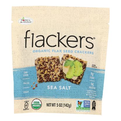 Doctor In The Kitchen - Organic Flax Seed Crackers - Sea Salt - Case of 6 - 5 oz.