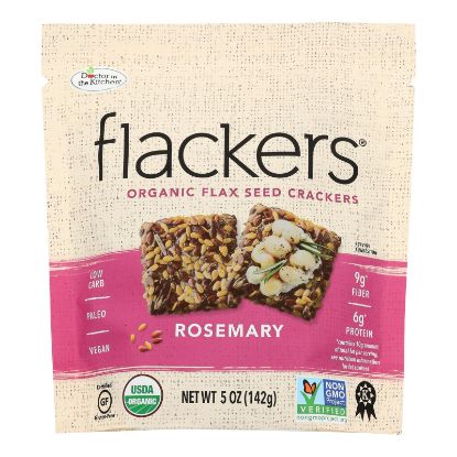 Doctor In The Kitchen - Organic Flax Seed Crackers - Rosemary - Case of 6 - 5 oz.