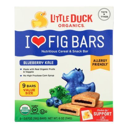 Little Duck Organics - Fig Bars - Blueberry Kale - Case of 8 - 9/0.67 oz.