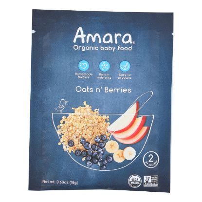 Amara - Baby Food Oats N Berry - Case of 5 - .63 OZ