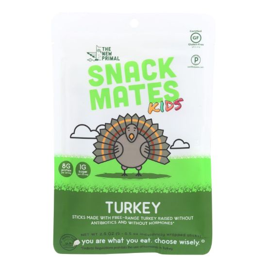 The New Primal Snack Mates Turkey Sticks  - Case of 8 - 2.5 OZ