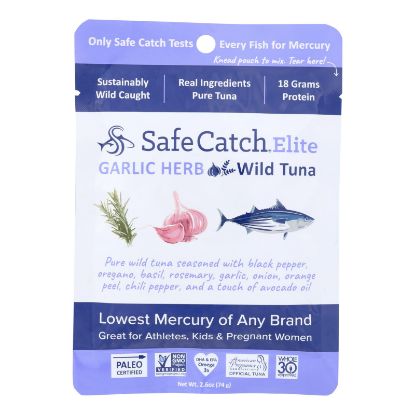 Safe Catch - Tuna Garlic Herb Pouch - Case of 12 - 2.6 OZ
