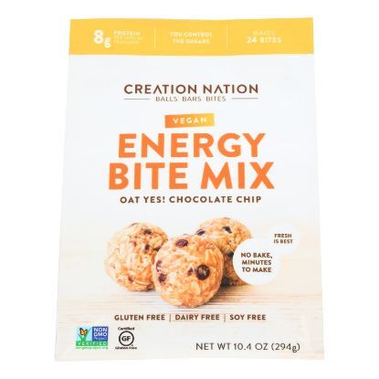Creation Nation Oat Yes! Chocolate Chip Vegan Energy Bite Mix  - Case of 6 - 10.4 OZ
