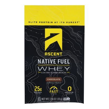 Ascent Native Fuel Chocolate Whey Protein Powder Blend Chocolate - Case of 15 - 1.16 OZ