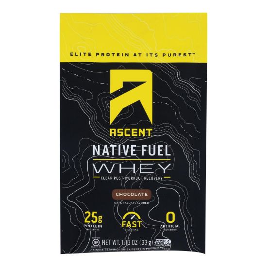 Ascent Native Fuel Chocolate Whey Protein Powder Blend Chocolate - Case of 15 - 1.16 OZ