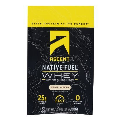 Ascent Native Fuel Whey Protein Powder Blend Vanilla Bean - Case of 15 - 1.09 OZ