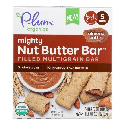 Plum Organics Plum Tots Bars Tots Snacks Almond Butter - Case of 8 - 5/.67 OZ