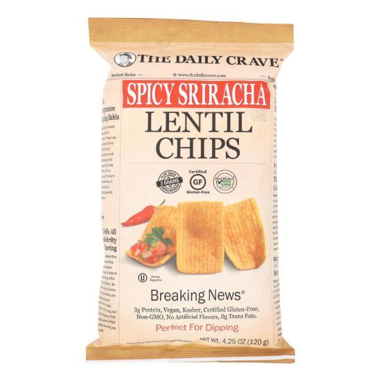 The Daily Crave Spicy Sriracha Lentil Chips - Case of 8 - 4.25 OZ