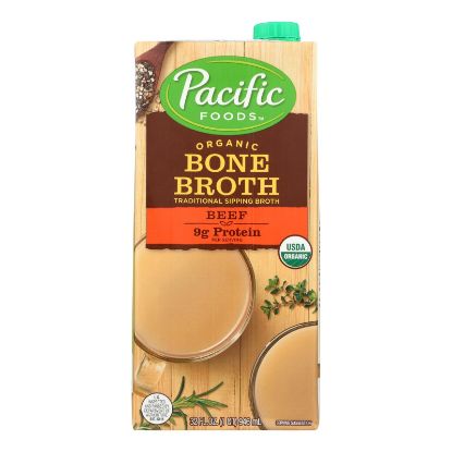 Pacific Natural Foods Organic Beef Bone Broth - Case of 12 - 32 FZ