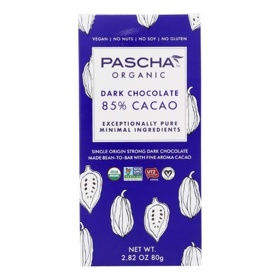 Pascha - Bar Chocolate 85% Cacao - Case of 10 - 2.82 OZ