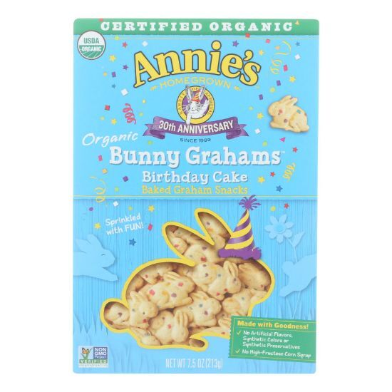 Annie's Organic Birthday Cake Bunny Grahams - Case of 12 - 7.5 OZ