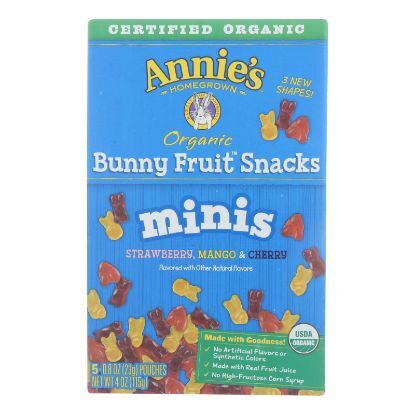 Annies Homegrown Annie's Organic Mini Bunny Fruit Snacks 5 Count - Case of 10 - 4 OZ