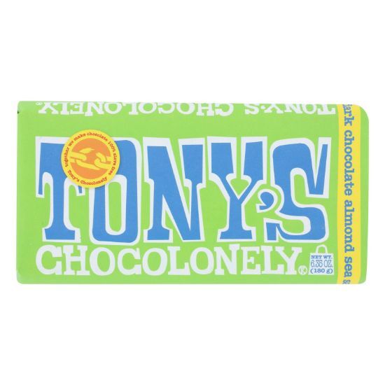 Tony's Chocolonely - Bar Chocolate Dk Almond Sea Salt 51% - Case of 15 - 6.35 OZ