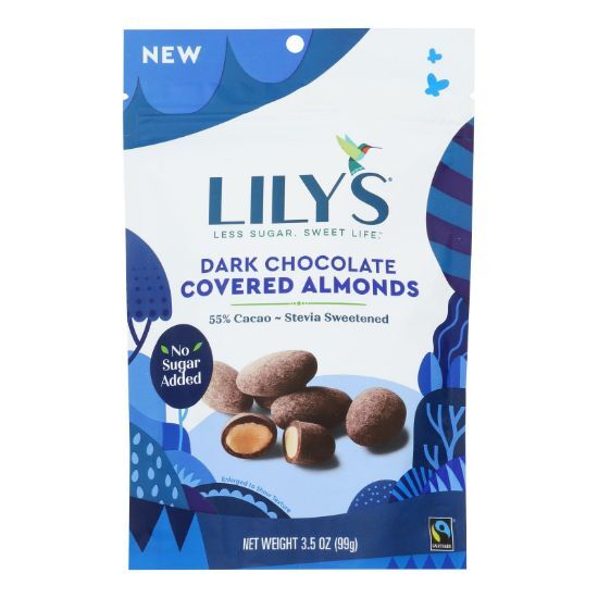 Lily's Sweets - Cvrd Almond Dark Chocolate Stevia - Case of 12 - 3.5 OZ