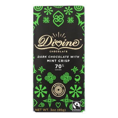 Divine - Bar Chocolate Dark W/mint Crisp - Case of 12 - 3 OZ