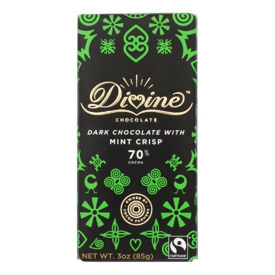 Divine - Bar Chocolate Dark W/mint Crisp - Case of 12 - 3 OZ