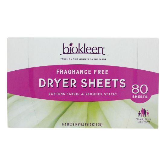 Biokleen - Dryer Sheets Free & Clear - Case of 6 - 80 CT