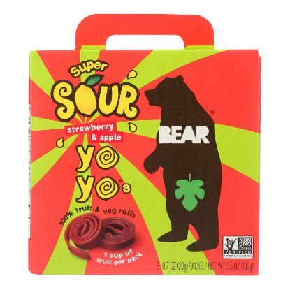 Bear - Real Fruit Yoyo Straw Apple - Case of 6 - 3.5 OZ