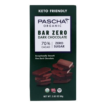 Pascha - Bar Dark Chocolate  70% Stevia - Case of 10 - 2.82 OZ