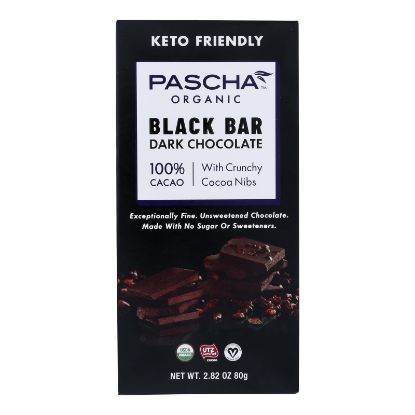 Pascha - Bar Dark Chocolate  100% Nibs - Case of 10 - 2.82 OZ